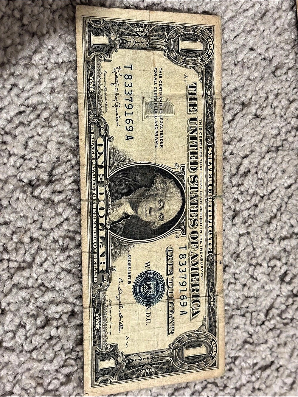 1937A One Dollar Silver Certificate Green